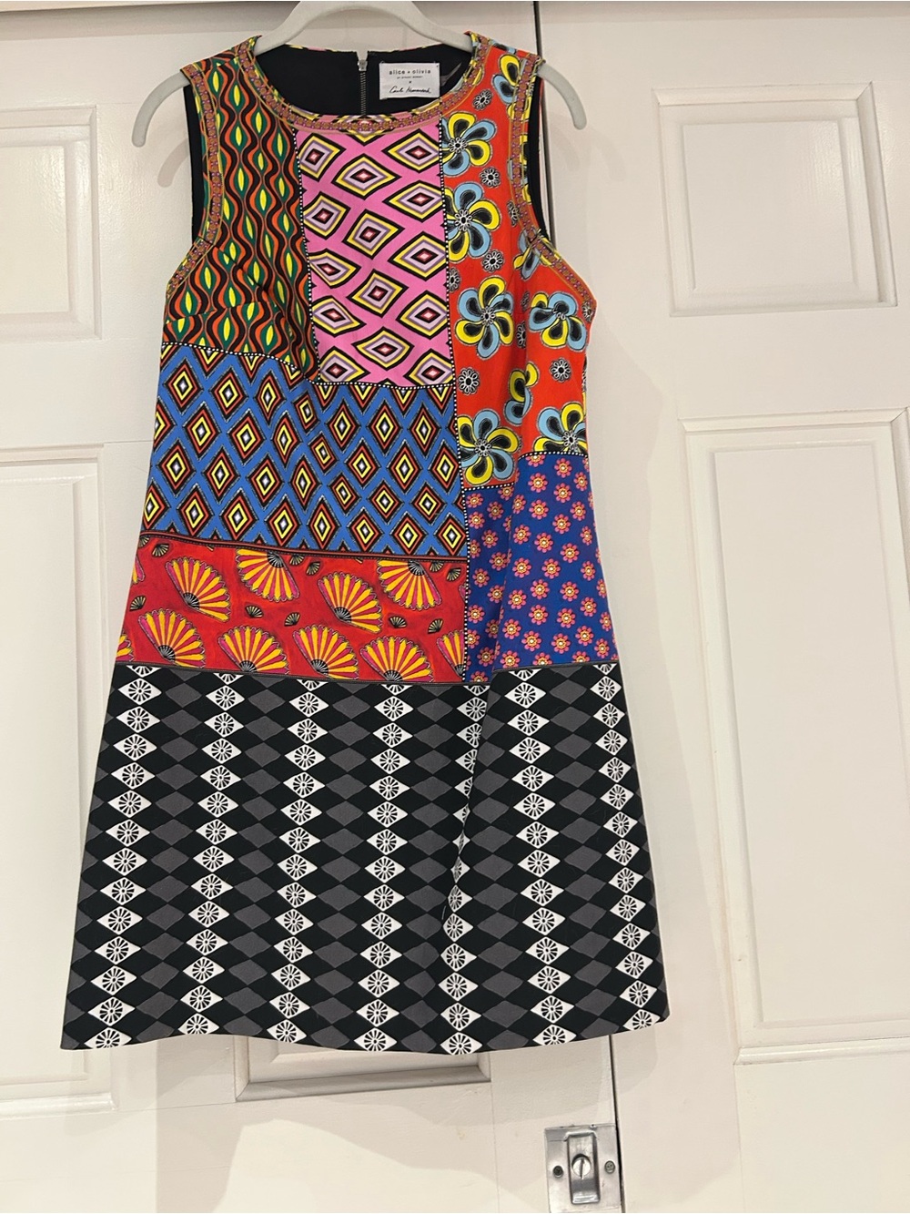 Alice + Olivia NEW Multicolor Patchwork Sleeveless Dress